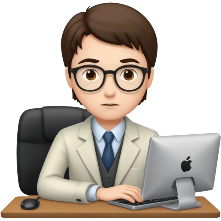 profesor joven usando una computadora  emoji