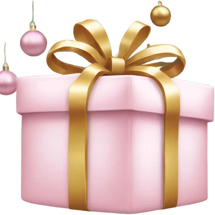 Light pink Christmas gifts under a white Christmas tree  emoji