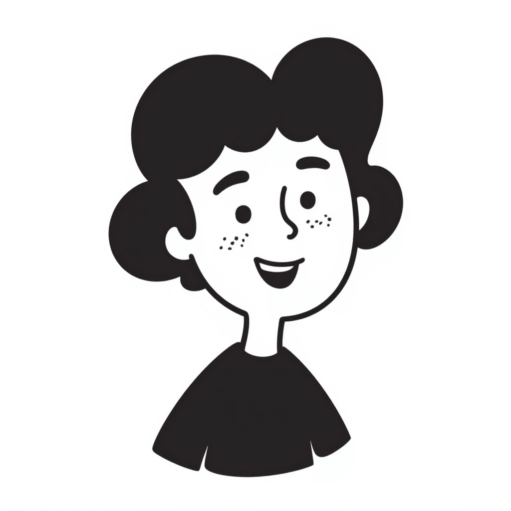 hand-drawn doodle of a happy person named Mykyta, big smile, simple lines emoji