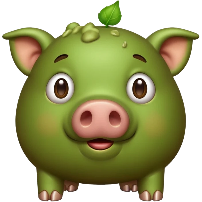 Green pig with big poop emoji