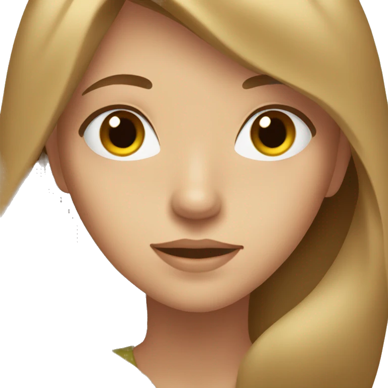Teenage girl with long light brown hair and brown eyes emoji