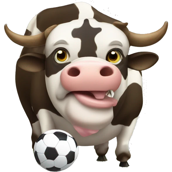 Fat cow with football emoji