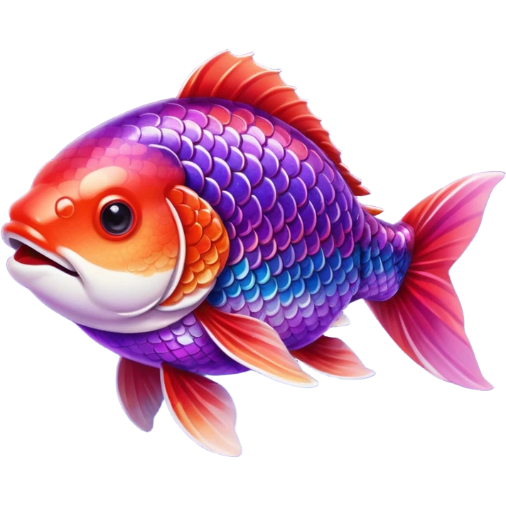 color gradient between red and purple glitter cute happy carp emoji