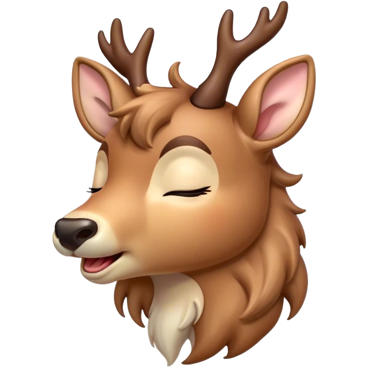 Cinematic Cute Yawning Deer Portrait Emoji, Head tilted slightly with a dramatic, wide-open yawn, revealing a soft, dappled coat and elegantly drooping ears, eyes barely open in drowsy contentment, Simplified yet irresistibly adorable features, highly detailed, glowing with a soft, cozy glow, high shine, relaxed yet expressive, stylized with a touch of natural whimsy, bright and endearing, soft glowing outline, capturing the essence of a sleepy yet affectionate deer, so drowsy it feels like it could stretch right out of the screen and curl up for a nap! emoji