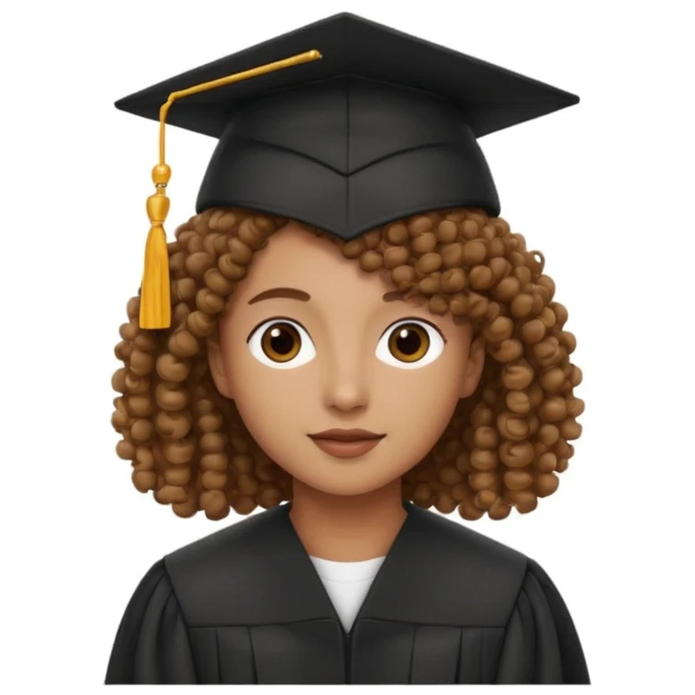 curly with graduation cap emoji