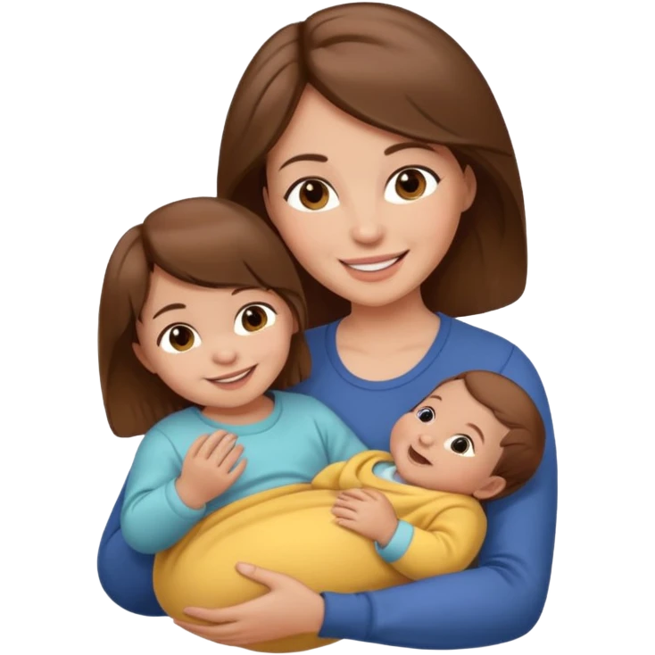 Mother holding infant brown hair fair skin emoji