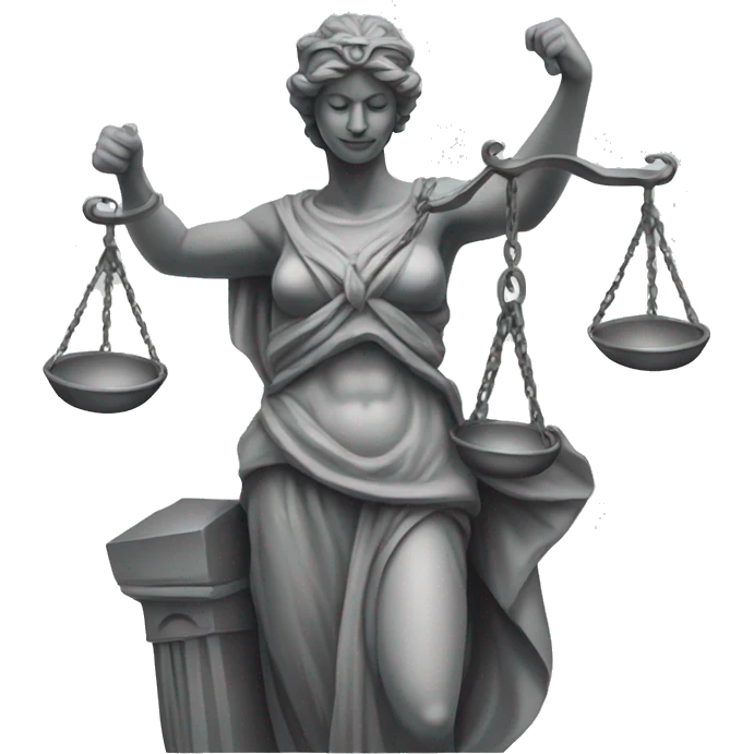 Grey statue of Justitia with scale and blindfold emoji