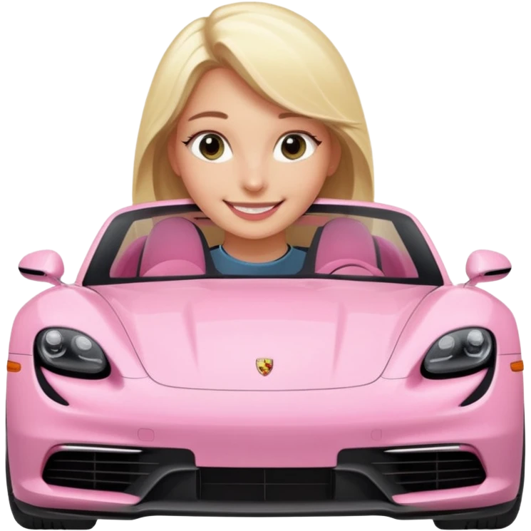 pink Porsche taycan with blonde girl emoji