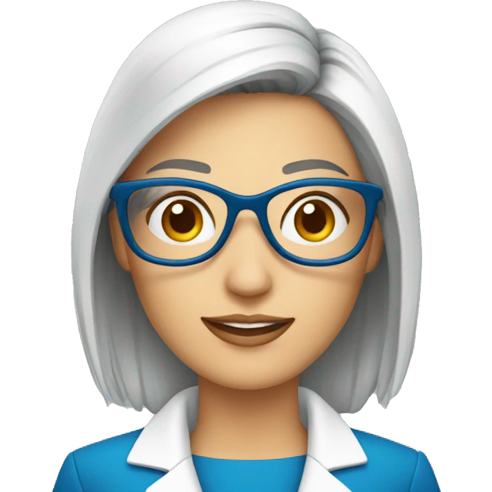 consultor de test clara empresarial con lentes y traje azul emoji