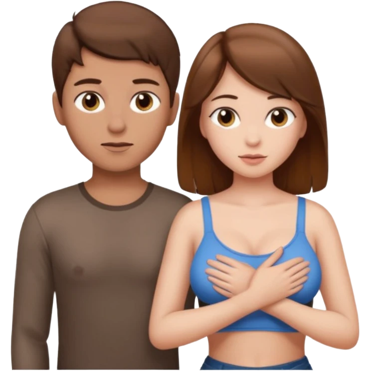 boy upside down with girl brown hair girl got boobs out emoji
