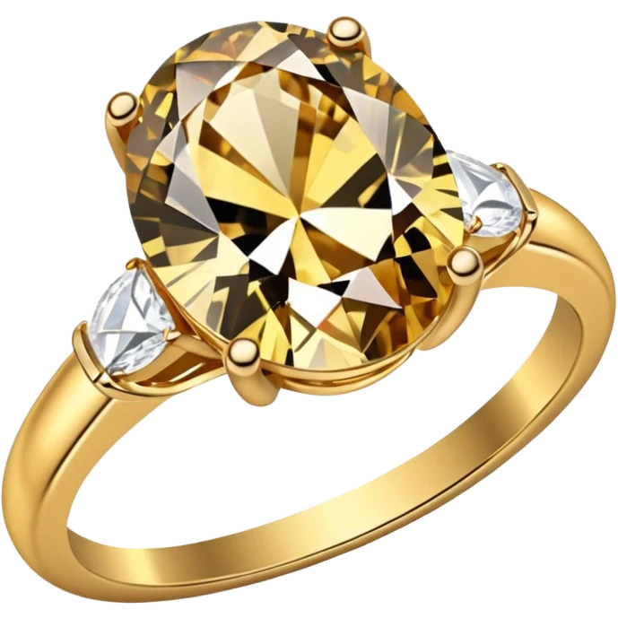 a luxurious gold diamond ring, plain band and large oval diamond stone emoji