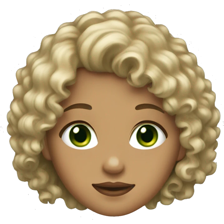 girl with dirty blonde curly hair and green eyes emoji