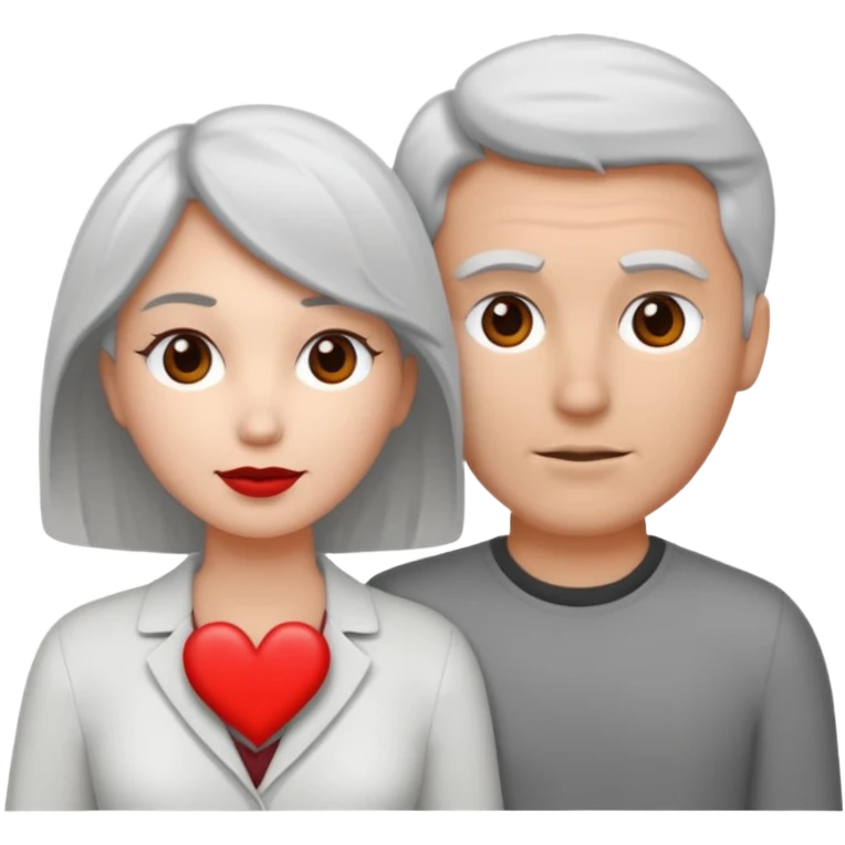 bonjour,
peux-tu générer un émoji d'un couple hétérosexuel, composé d'une femme blanche ayant les cheveux gris clair, accolée à un homme blanc avec les cheveux brun, le tout avec un cœur entre les 2 pour les lier
merci emoji
