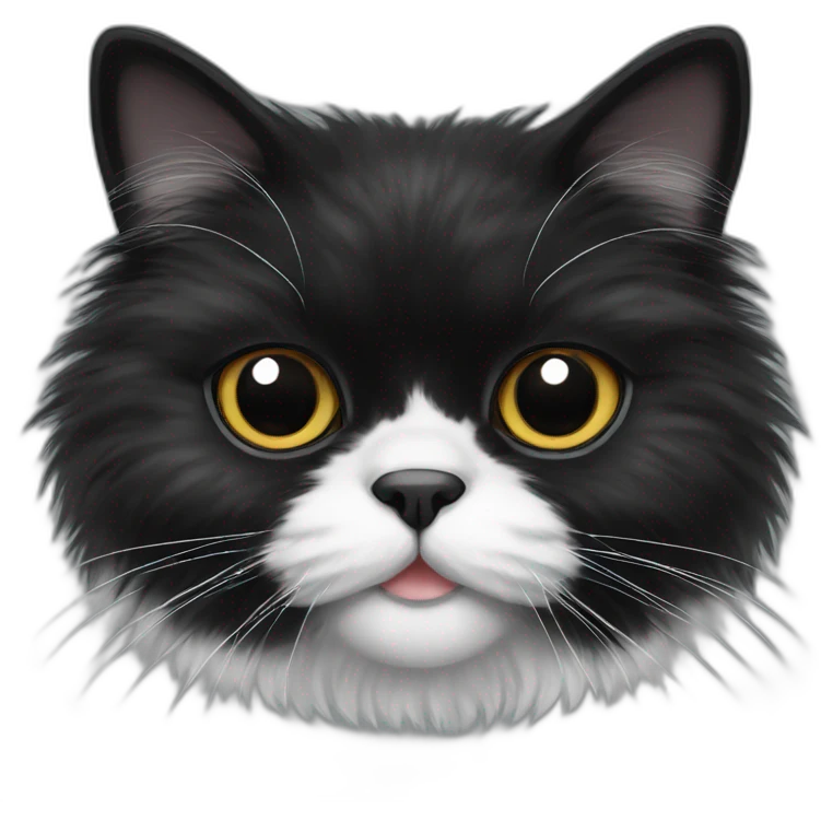 fuzzy black and white persian cat emoji