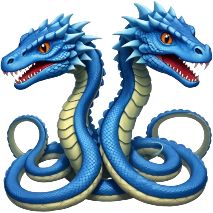 blue hydra, strong reptilian body with multiple serpent-like heads rising from its neck emoji