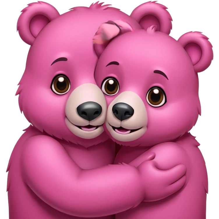 Friends Couple of Happy pink bears cuddling  emoji