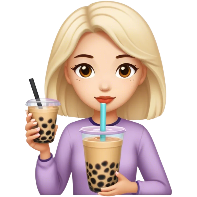 Girl with boba tea  emoji