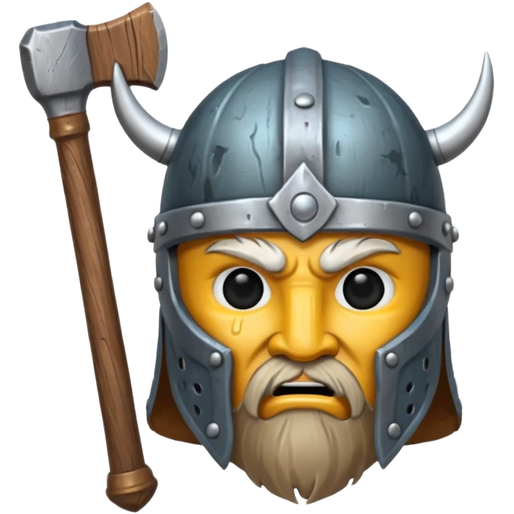 Viking helmet crying, hammer emoji