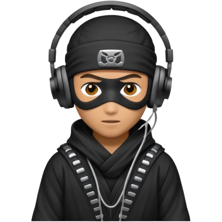 Make a customized emoji that has dj headphones on and a ninja outfit emoji