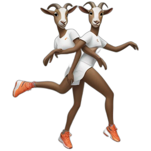 Two Dancing girl goats in Nike sportswear emoji