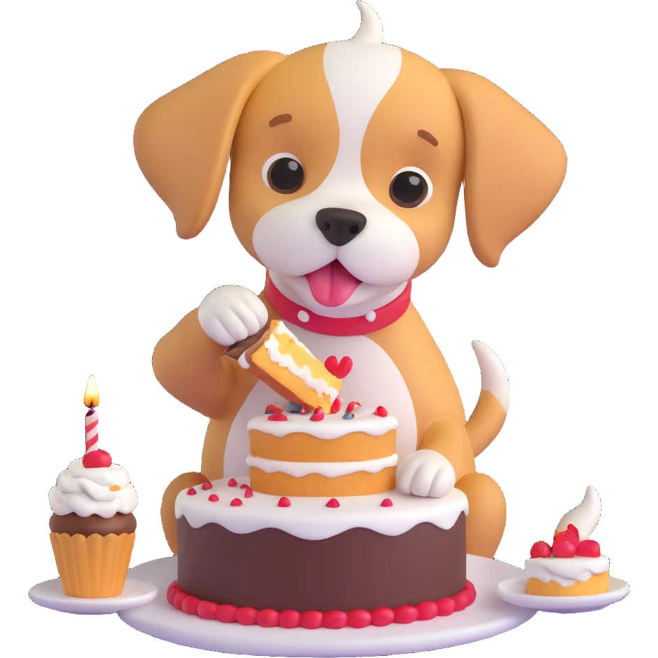 dog eating cake emoji