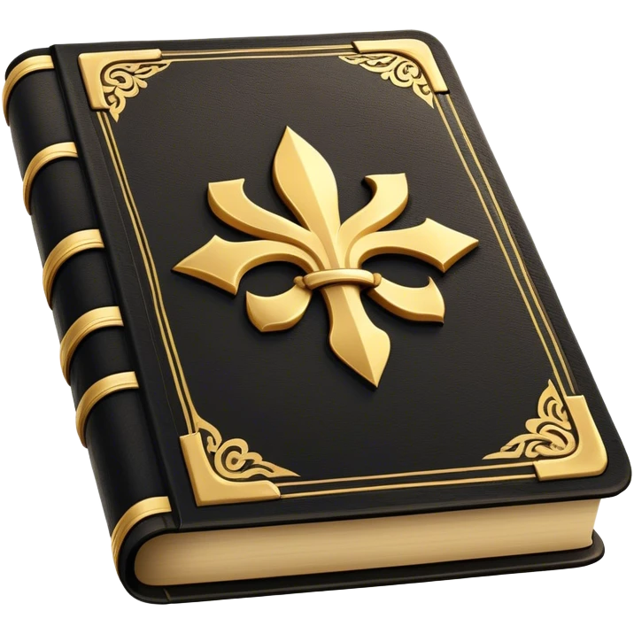 A black and gold book with an aged leather texture, embossed a, silhouette, exuding wisdom, mastery, and the relentless pursuit of greatness. - book of mastery  emoji