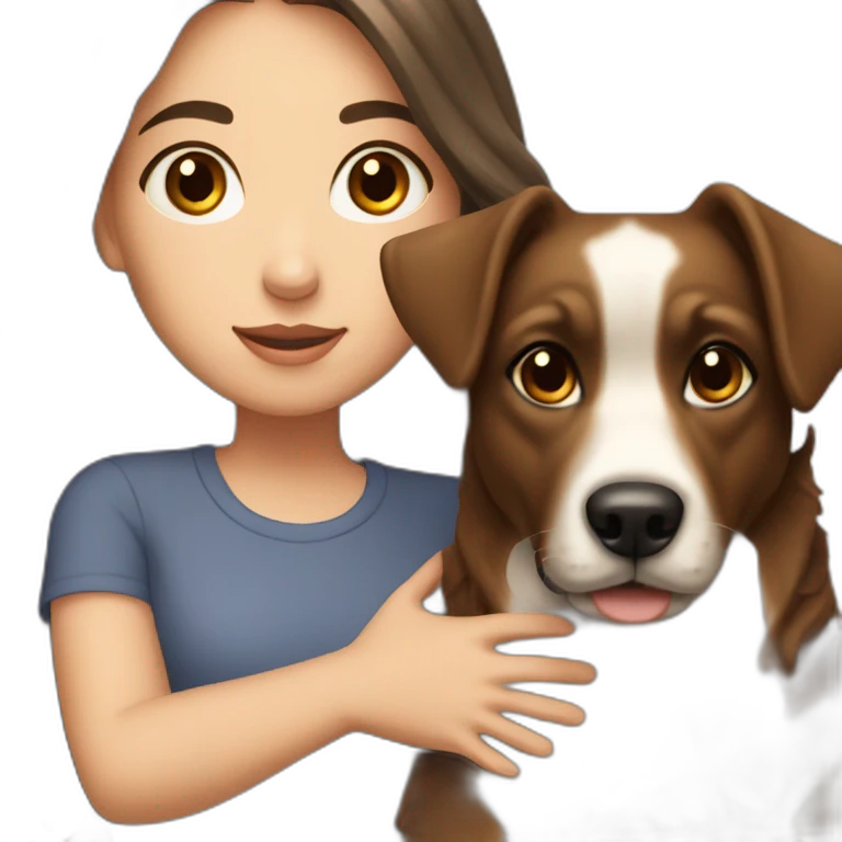 brunette white Girl with a russell dog emoji