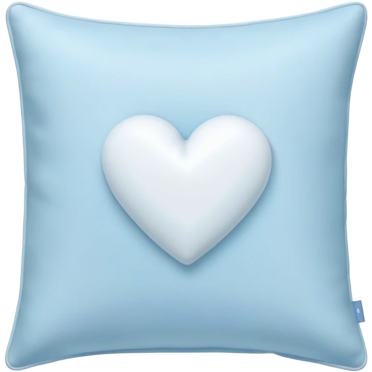Pastel blue pillow with white heart emoji