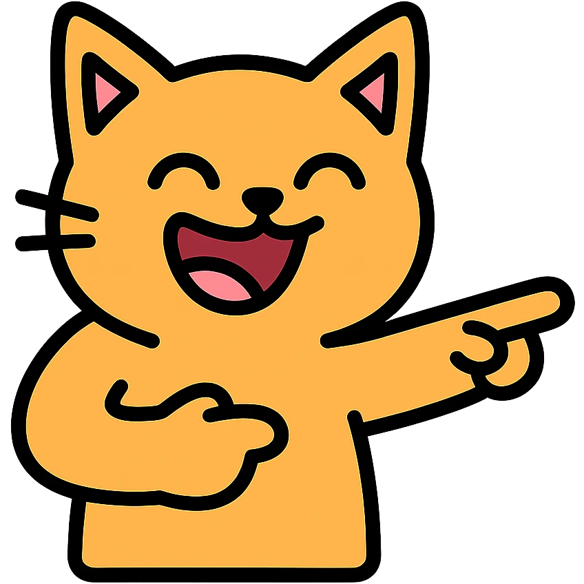 cat pointing and laughing at you emoji