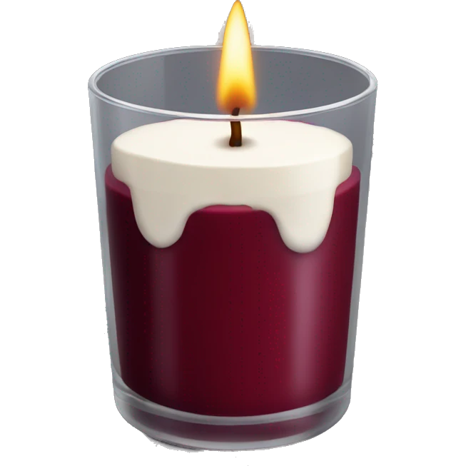 Dark red velvet candle in a glass emoji