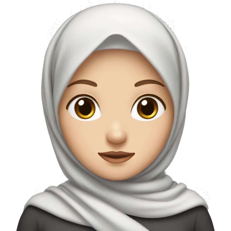 White girl wearing hijab and soft pink bow emoji