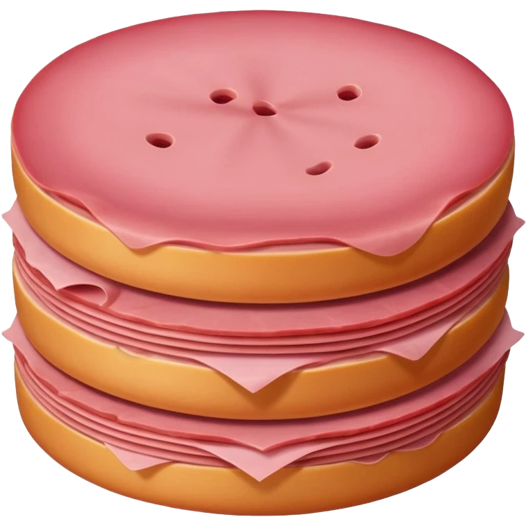 plain round pink bologna slice folded over, emoji style emoji