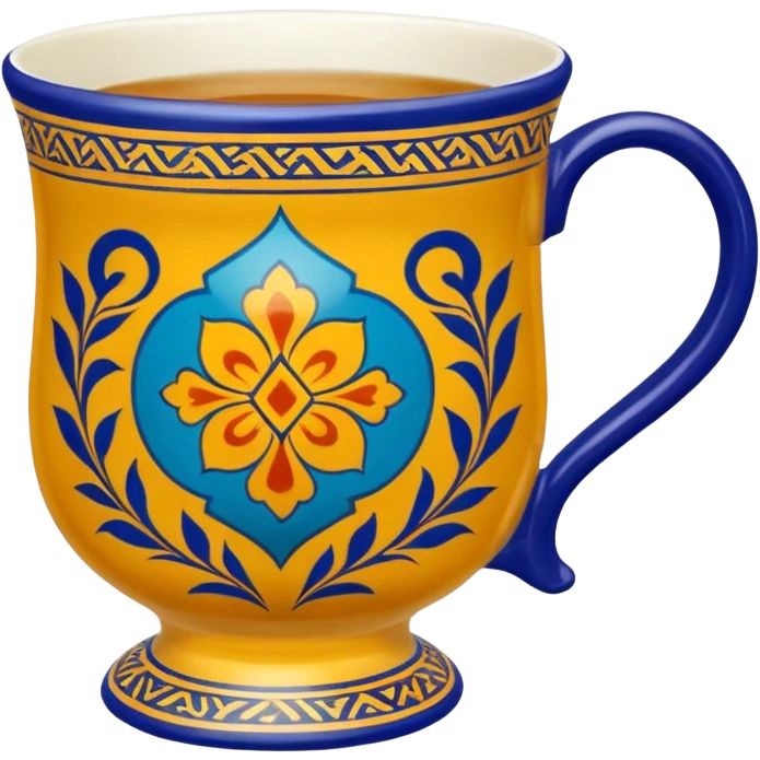 kazakh tea in a kese traditional cup with national Kazakh pattern on the kese emoji