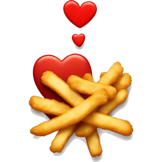 Chicken nuggets and fries with a heart  emoji