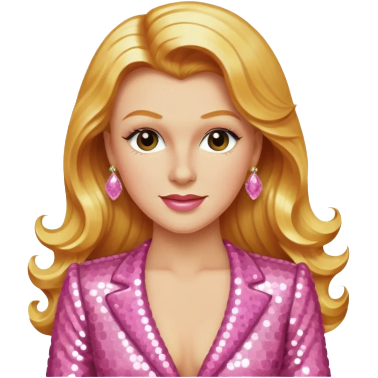 Ginger Rogers with long golden blonde hair, pink sequin outfit  emoji