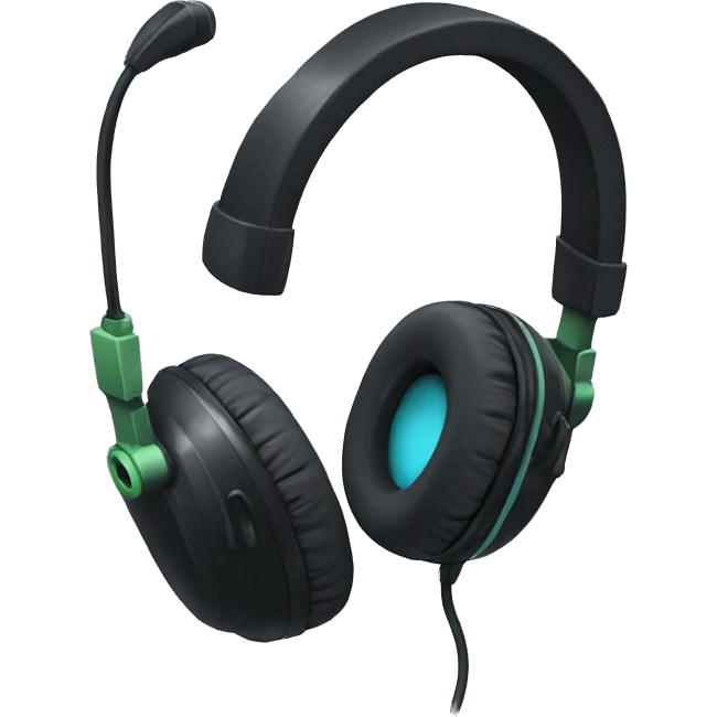 black gamer headphones with a mic emoji