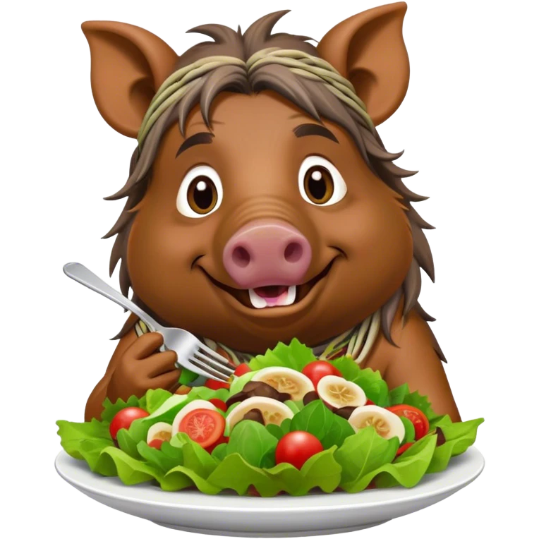 hippy boar, eating a salad emoji