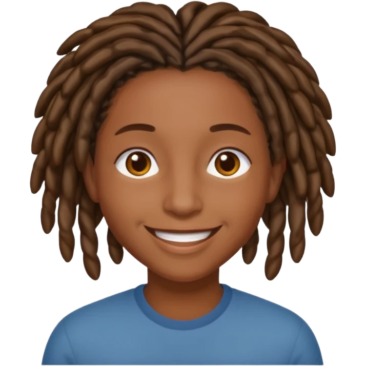 short, brown skin, short locs emoji