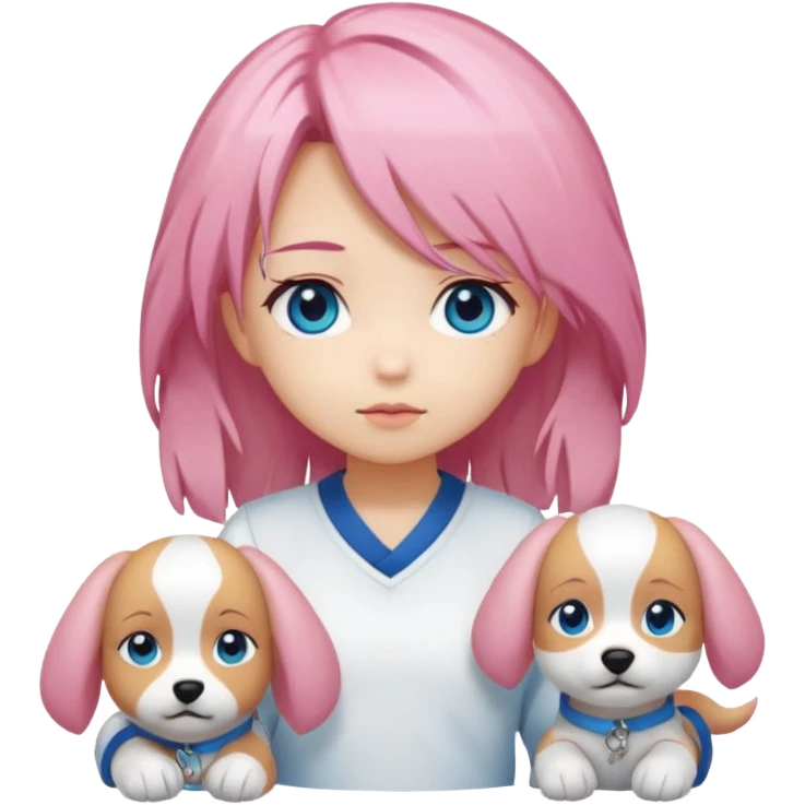 "Chibi-Anime-Girl mit Hundeohren, pinken Haaren, großen blauen Augen und breitem Grinsen." emoji