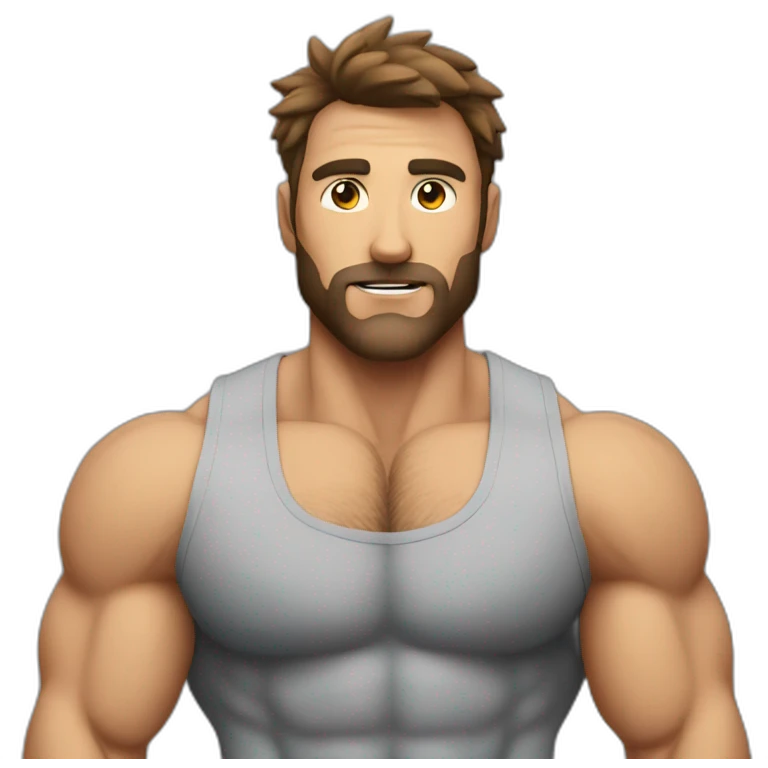 Emoji muscled hairy man showing muscle emoji