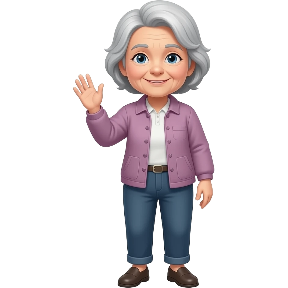 abuela diciendo adios y de cuerpo entero pero dicendo adios emoji