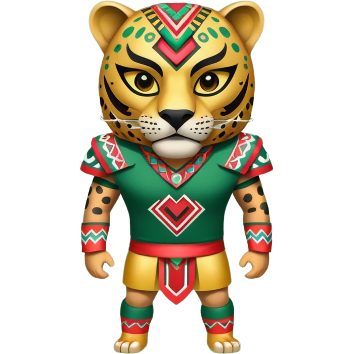 jaguar mexicano con vestimenta azteca que juega futbol emoji