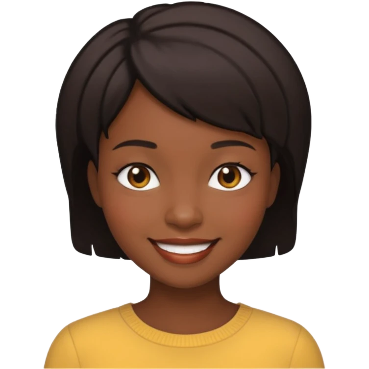 visage femme noire cheveux court emoji