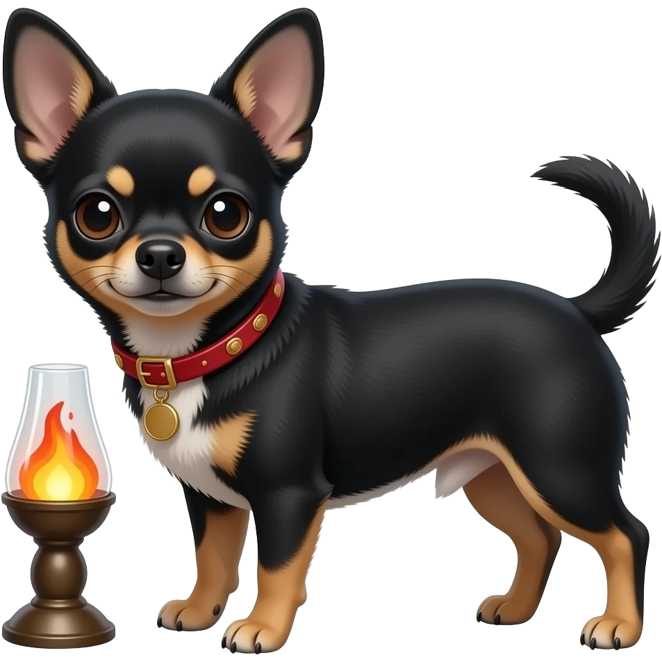 All black chihuahua with lava lamp emoji
