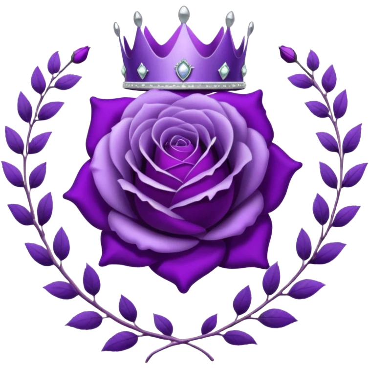 Purple shadow rose silver circle plaque with silver tiara emoji