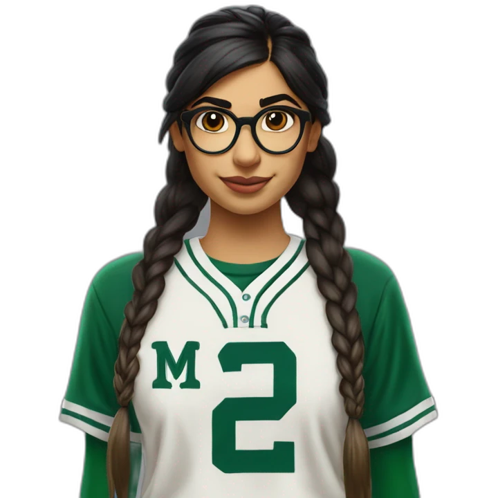 Mia Khalifa slytherin baseball tshirt braid emoji