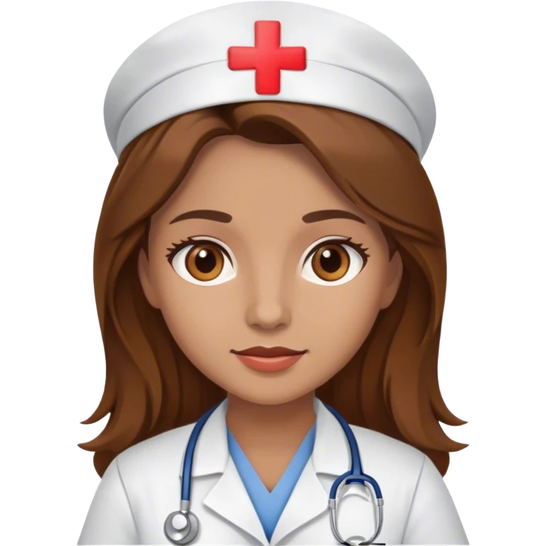 Nurse, brown long hair, brown eyes emoji