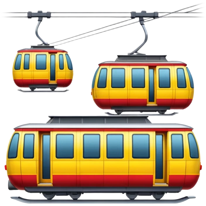 modern cable car, red and yellow cabins emoji