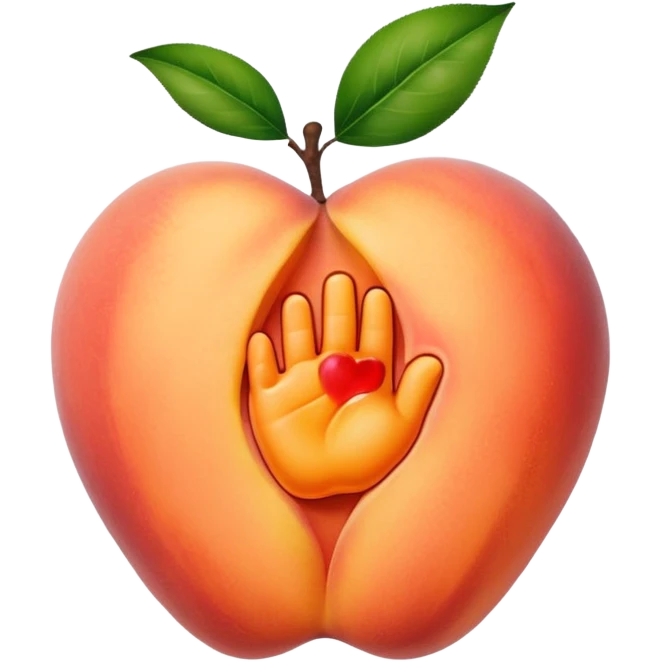Hand print on peach emoji
