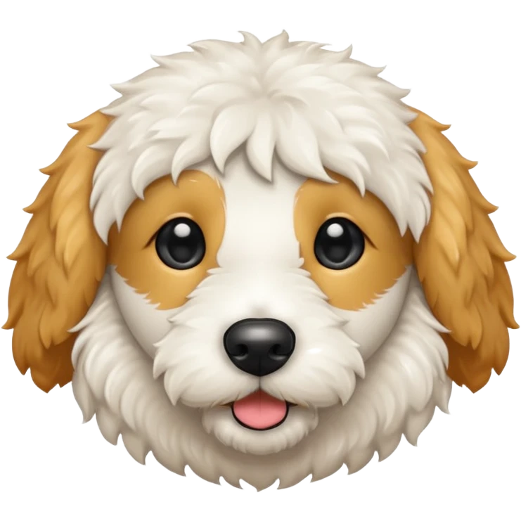 Can you make me an emoji of a white mini golden-doodle no brown in his fur with black eyes? emoji